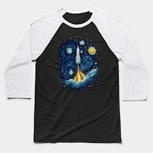 Starry Night Rocket Launch Space Gifts Science Gifts Space Baseball T-Shirt